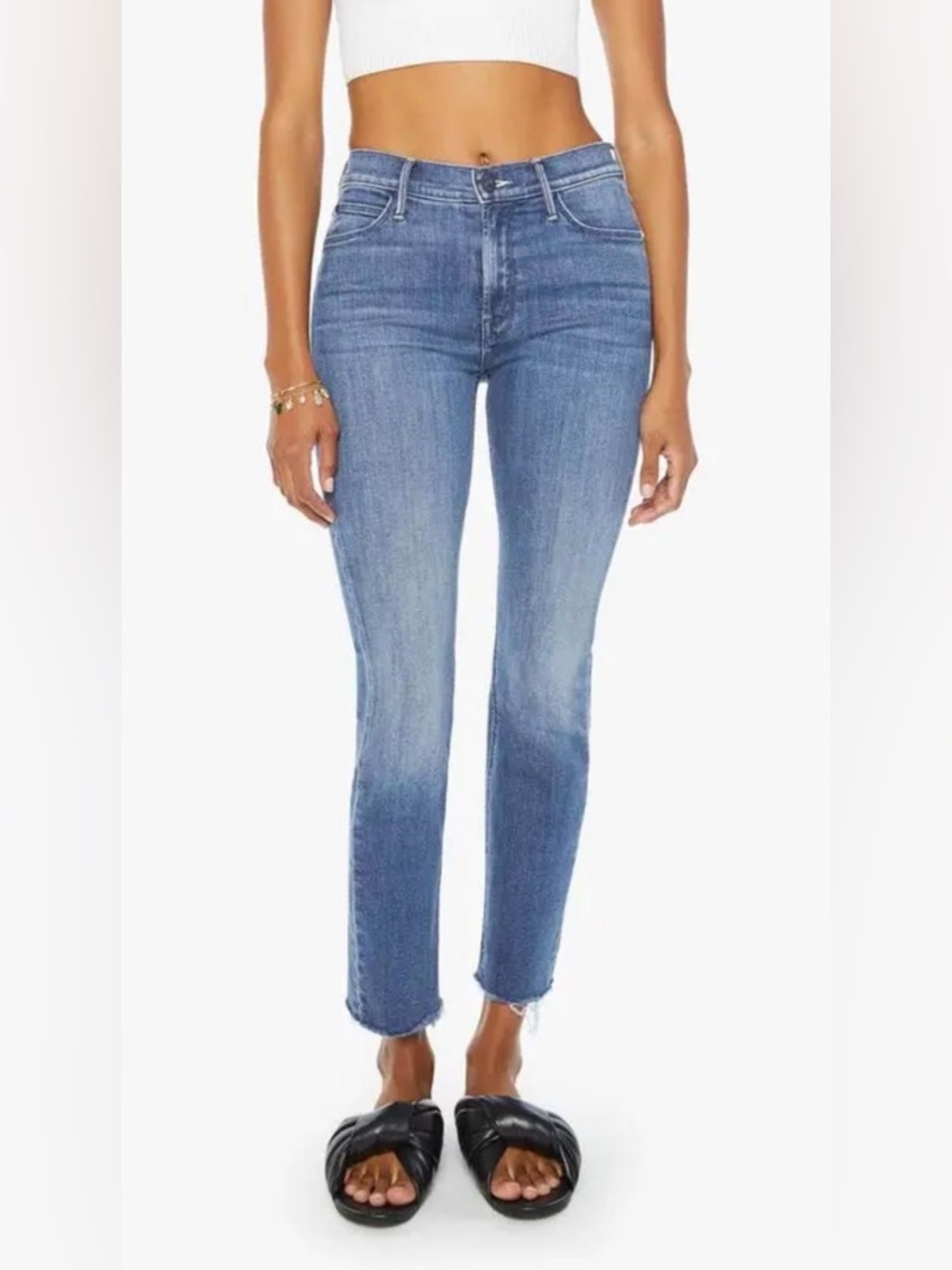 Mother The Mid Rise Dazzler Ankle Fray Jeans